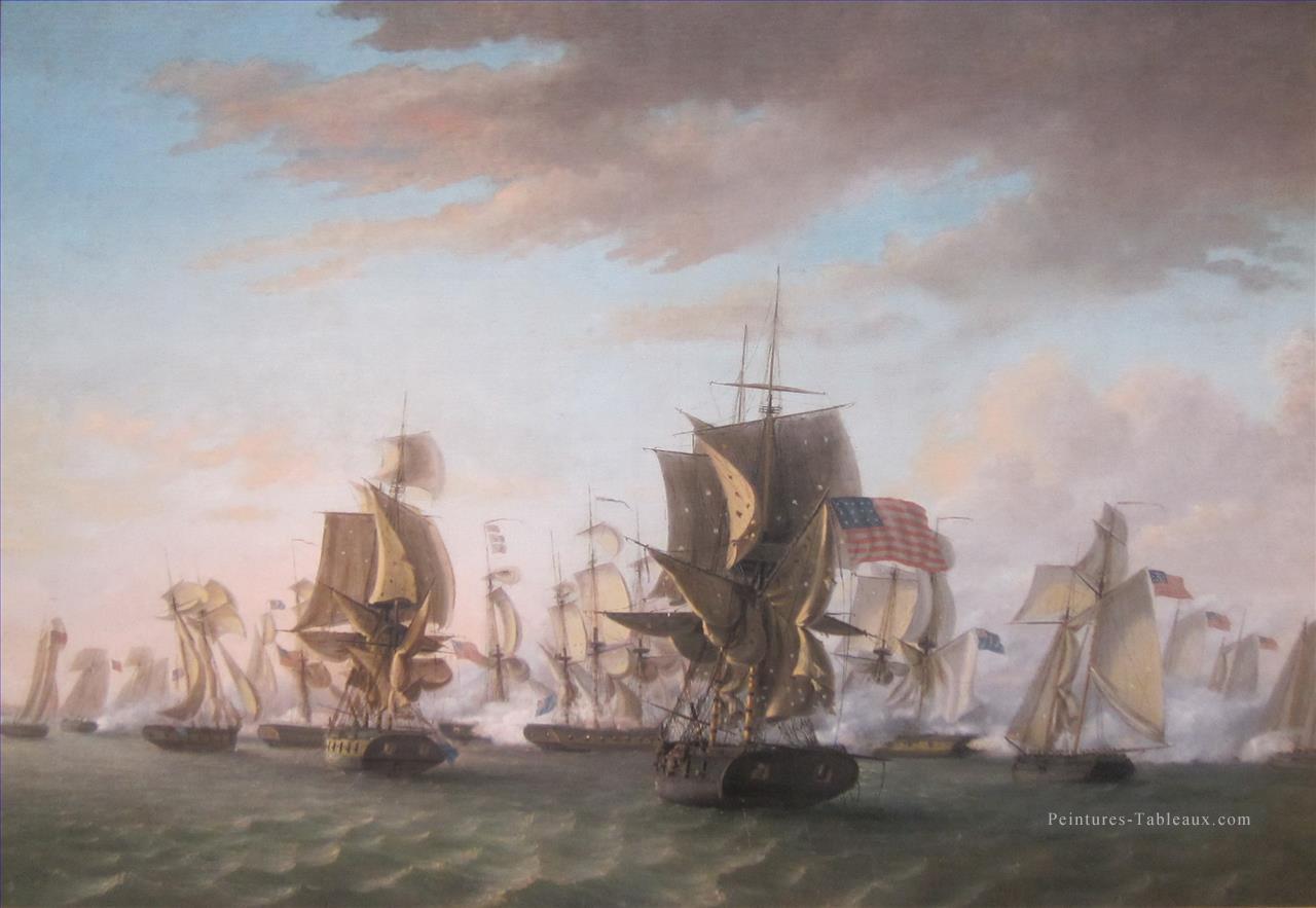 Victoire de Perrys sur le lac Érié par Thomas Birch 1814 Sea Warfare Peintures à l'huile